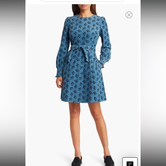 Boden blue floral cord dress with belt size 4L - Picture 13 of 16